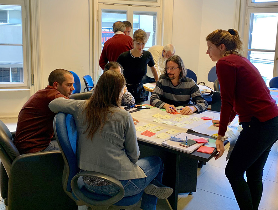 team doing blueprint